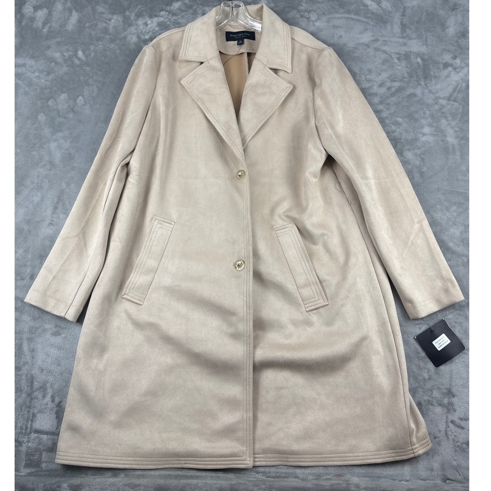 Marc New York Andrew Marc Latte Faux Suede Car Coat M3MJO340 XL NWT